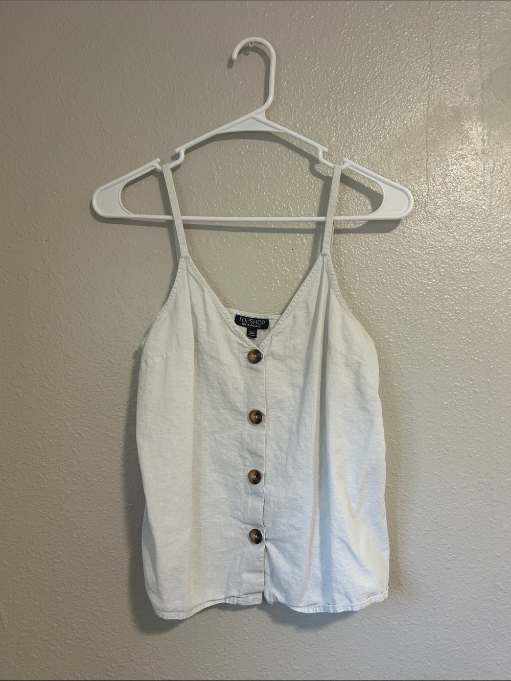 Topshop White Button-Front Spaghetti Strap Cami